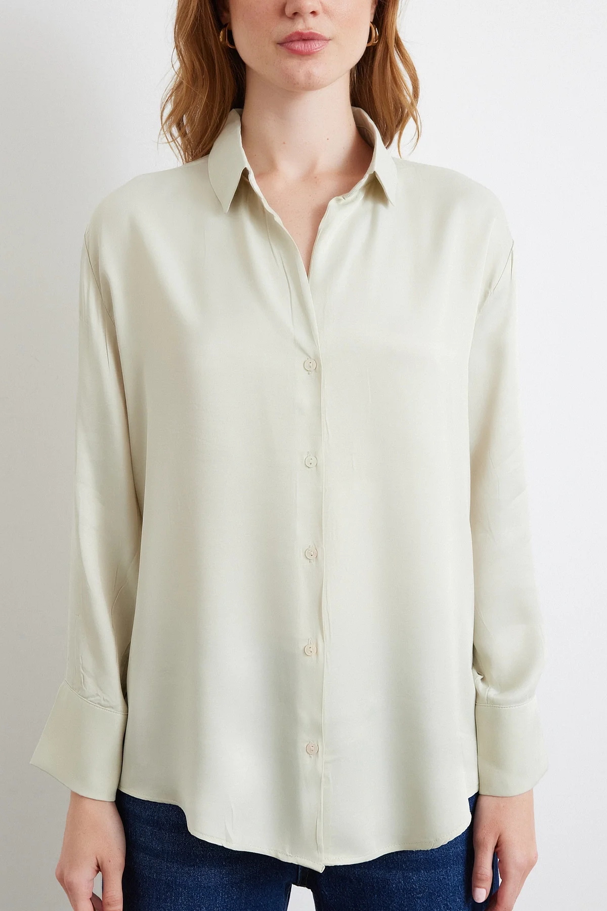 Viscose Satin Shirt - Grey