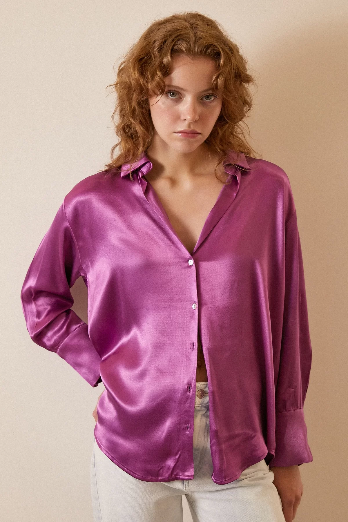 Классическая рубашка оверсайз - Фиолетовый