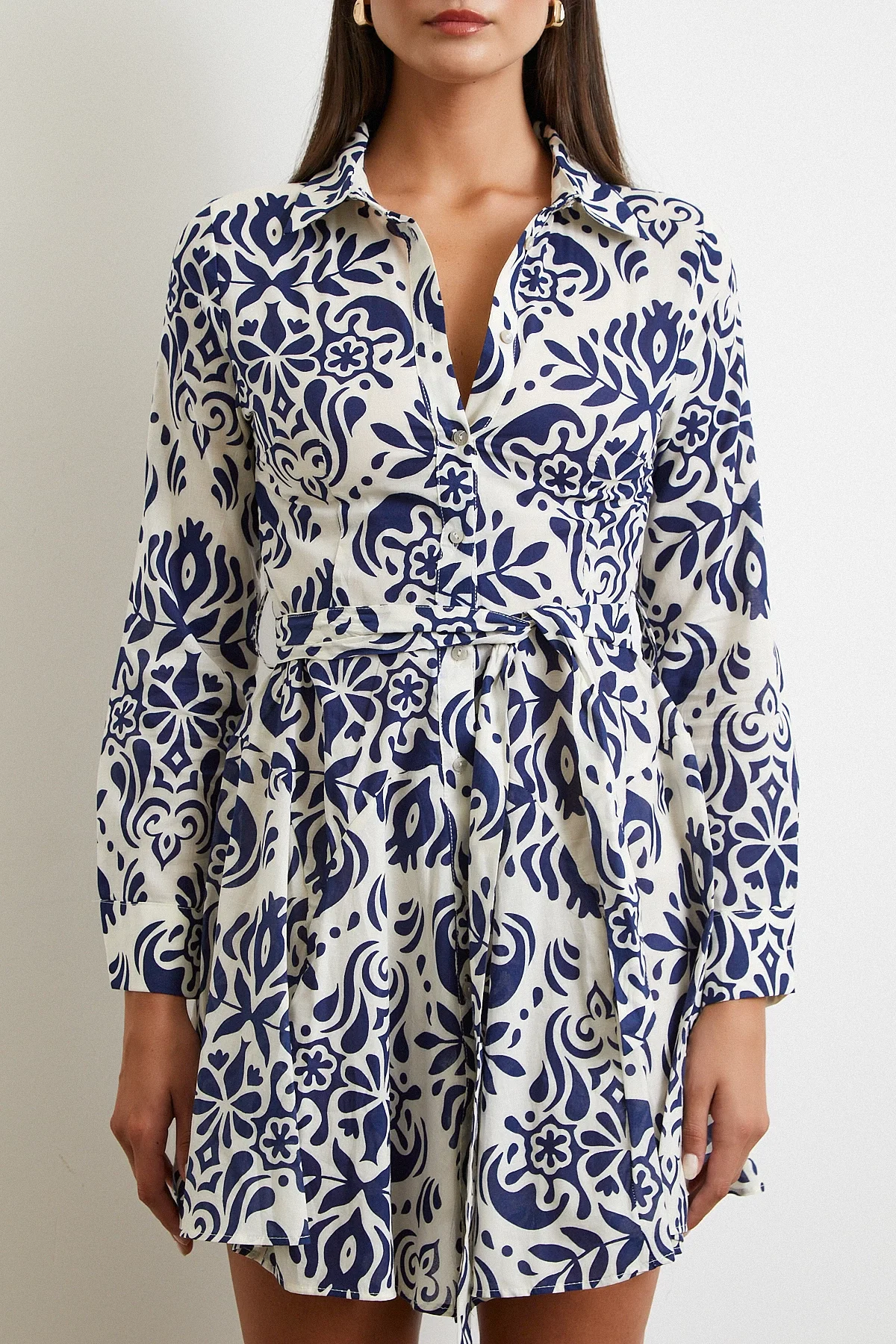 Godeli Desenli Elbise - Lacivert