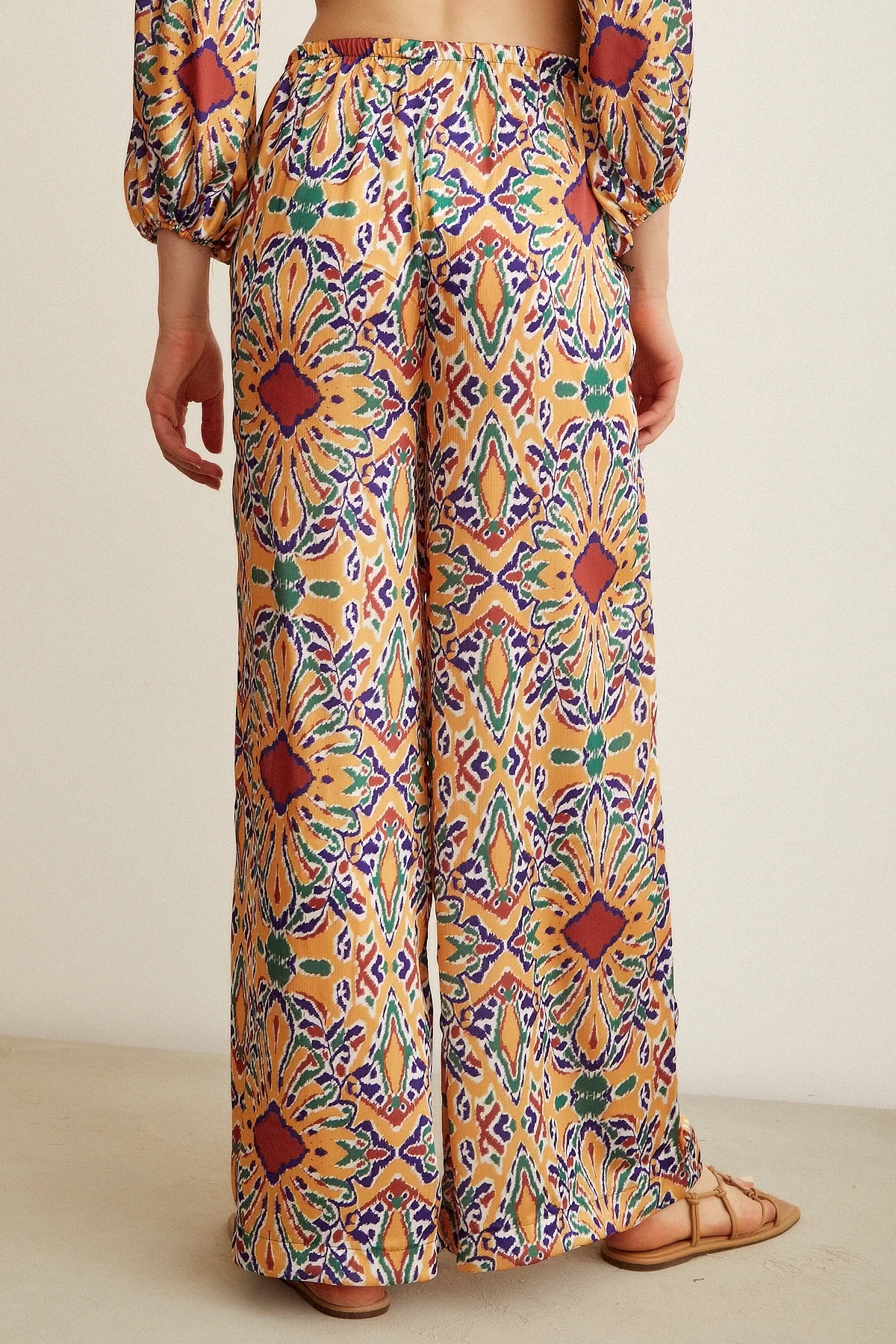 Patterned Loose Pants - Gold