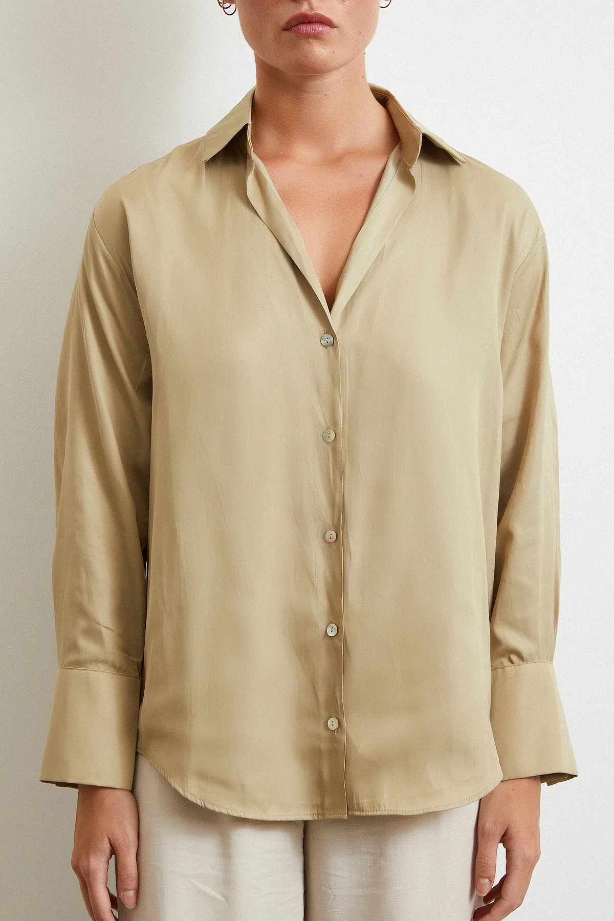 Diagonal Pattern Shirt - Beige