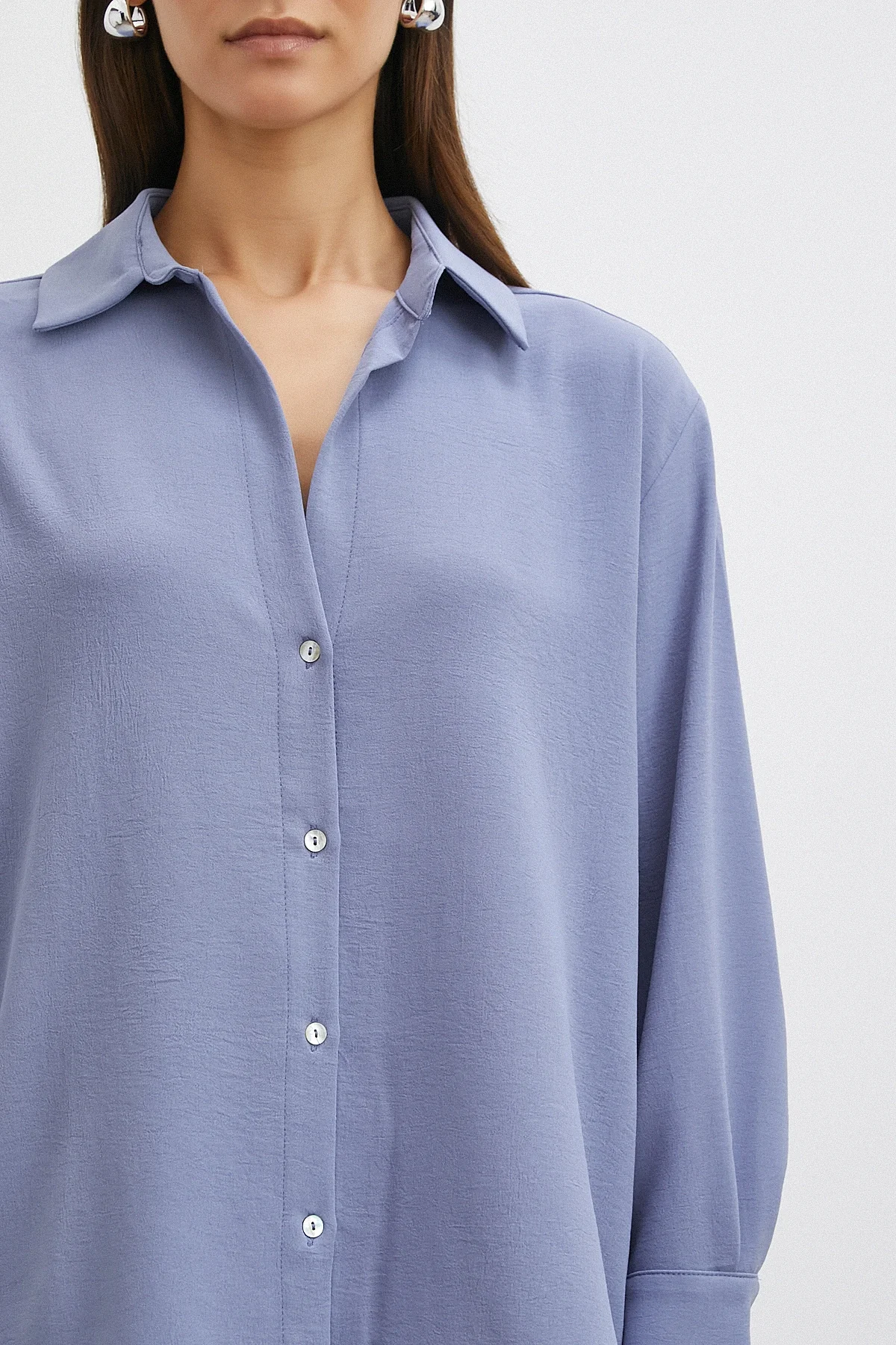 Basic Polyester Gömlek - İndigo