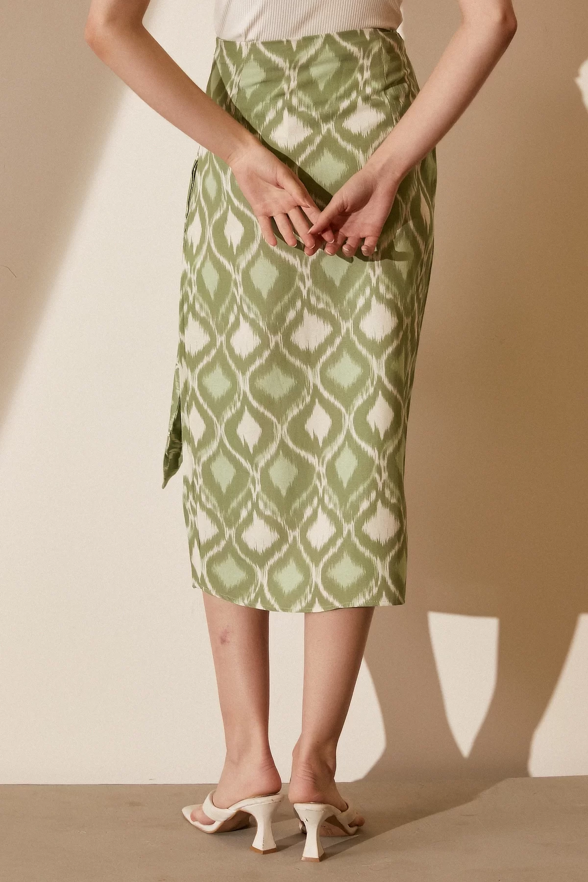 Slit Zebra Print Skirt - Green