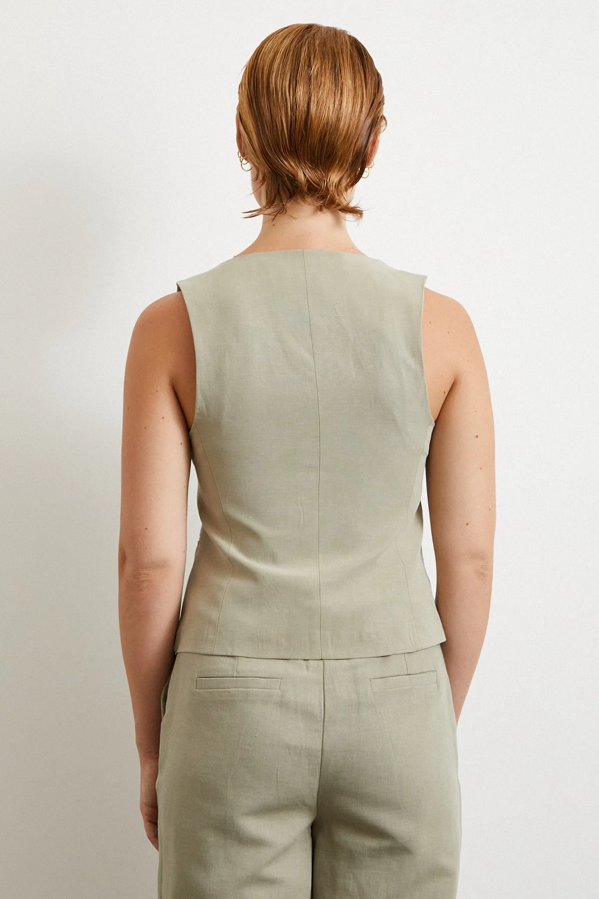 Mobile Flap Linen Vest - Gray