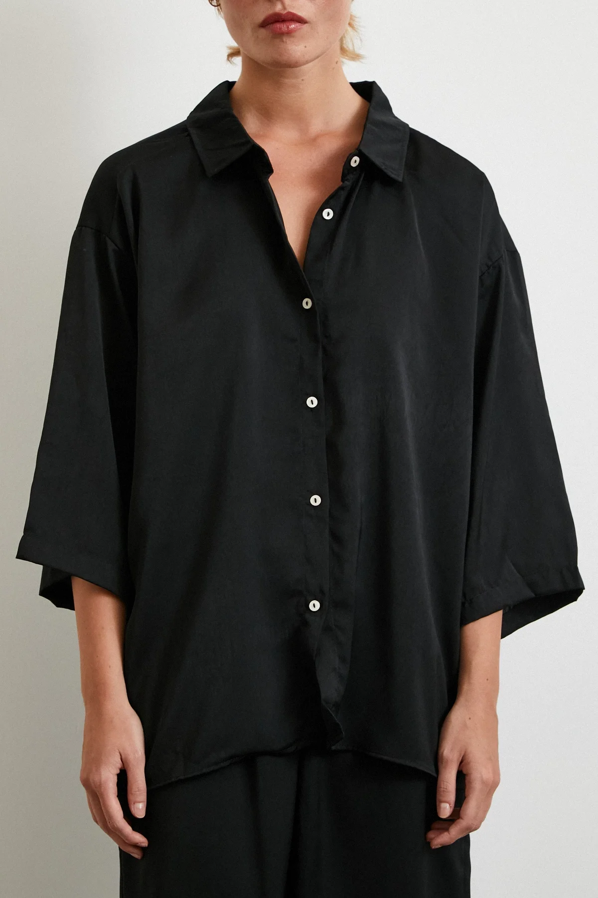 Draped Romantic Shirt - Black