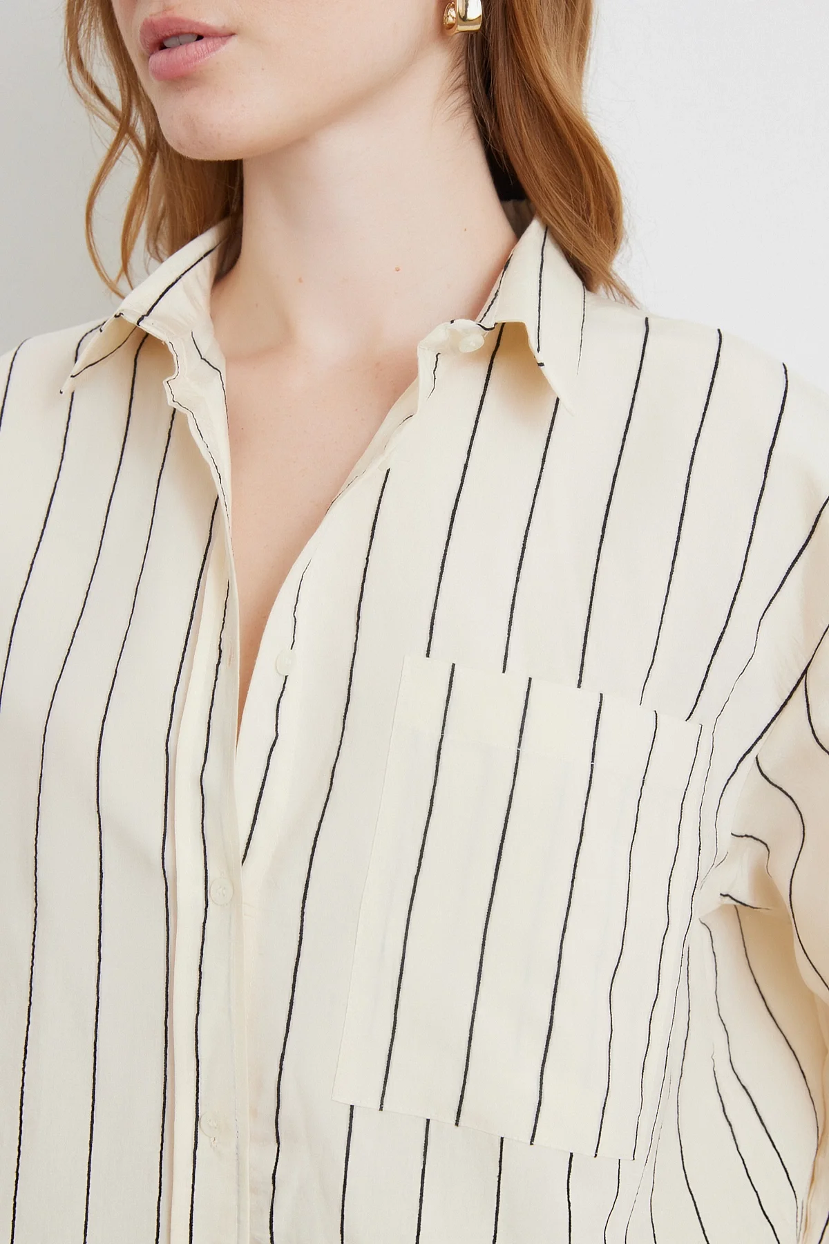 Contrast Striped Modal Shirt - Black