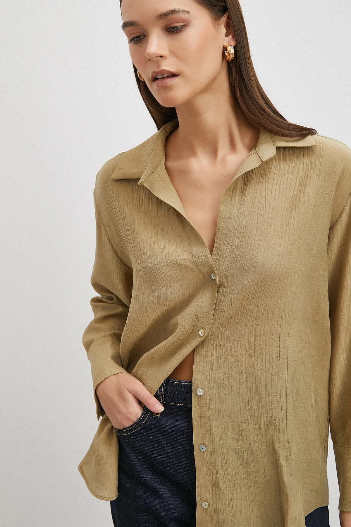 Kraşlı Gömlek - Haki