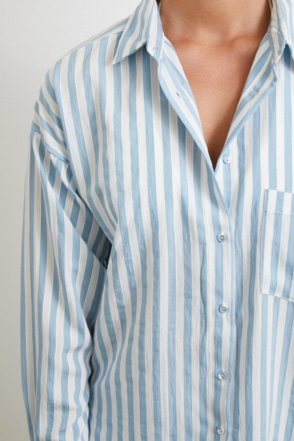 Multi Çizgili Cepli Gömlek - Mavi