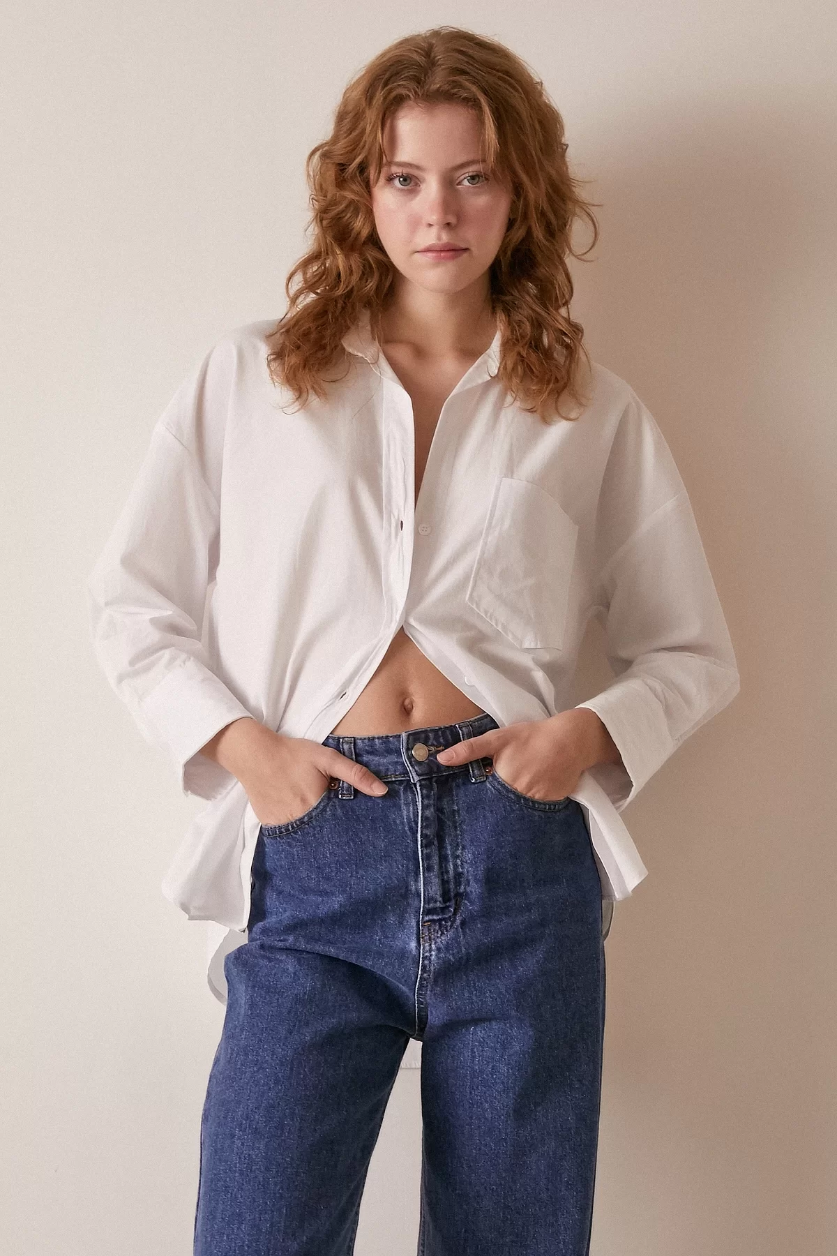 Single-Pocket Cotton Shirt - White