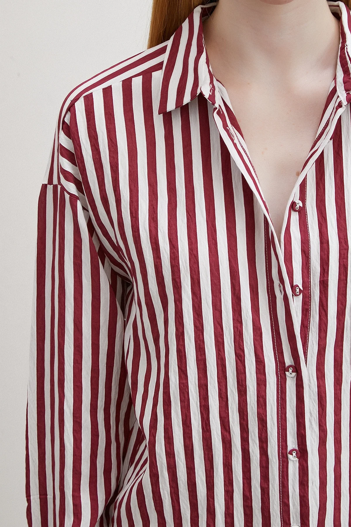 Multi Striped Pocket Shirt - Burgundy