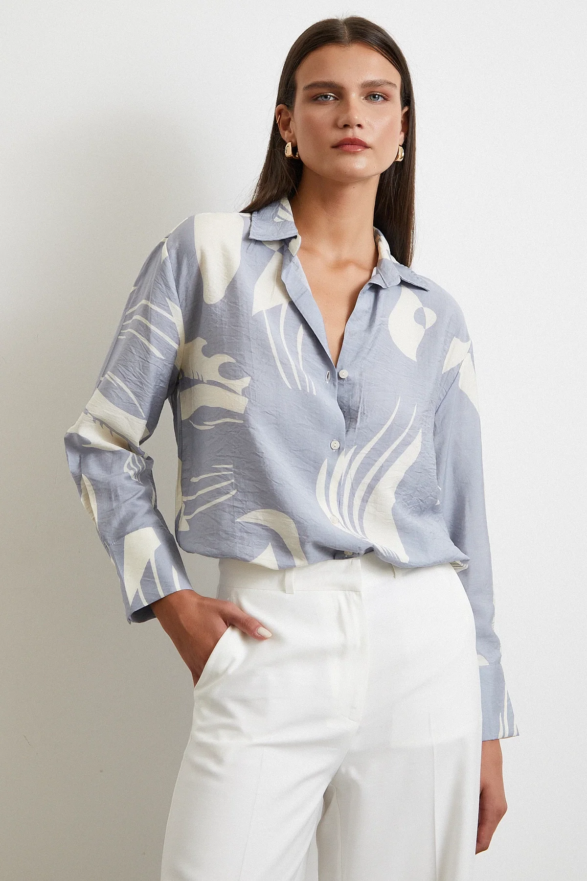 V Neck Modal Shirt - Anthracite