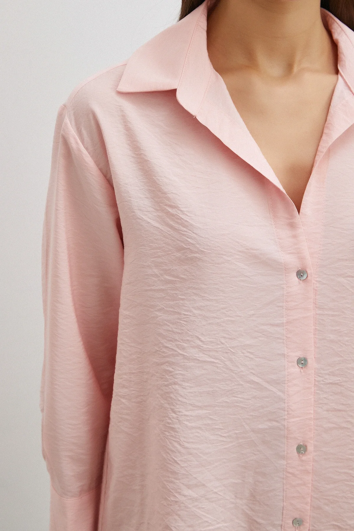 Viskon Pamuk Gömlek - Pembe