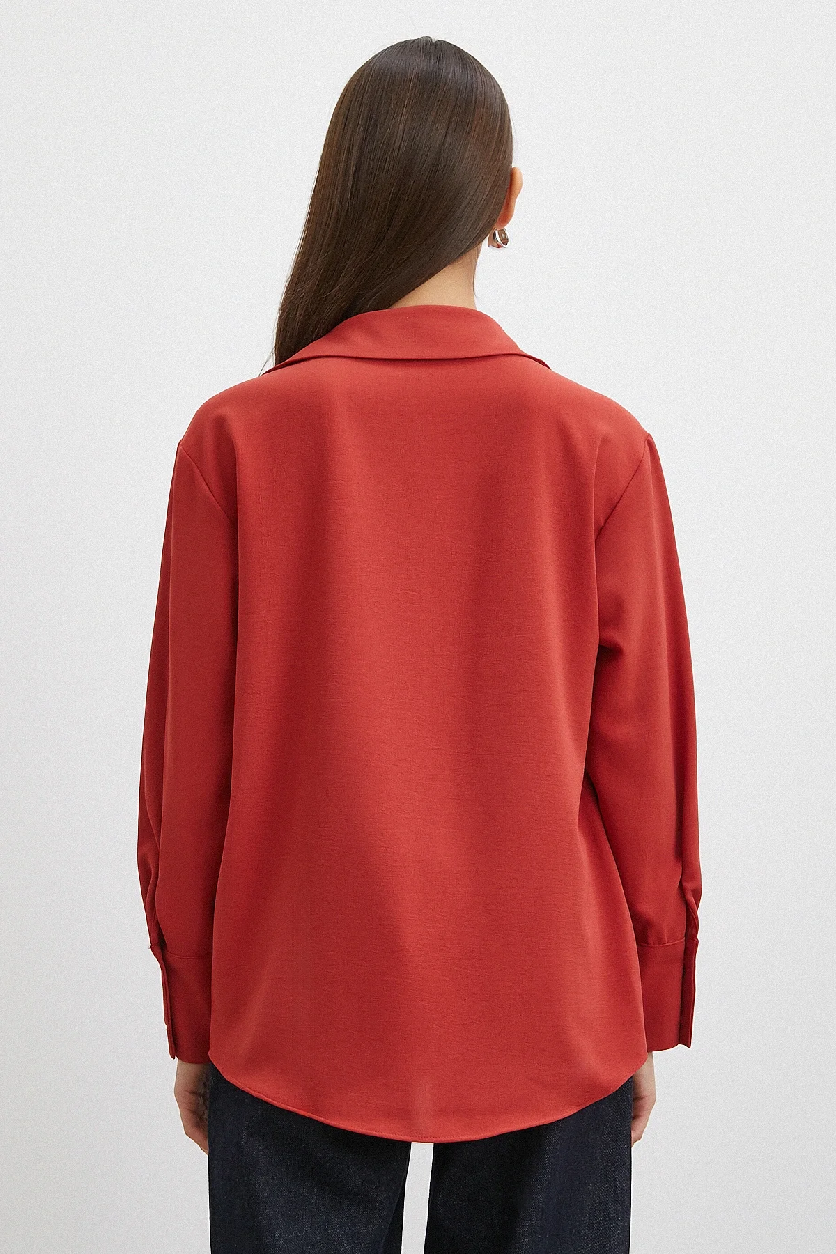 Basic Polyester Gömlek - Kiremit