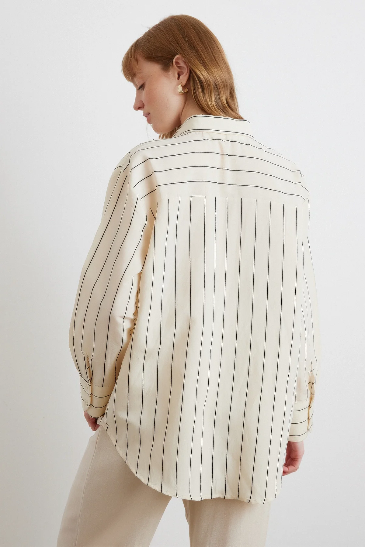 Contrast Striped Modal Shirt - Black