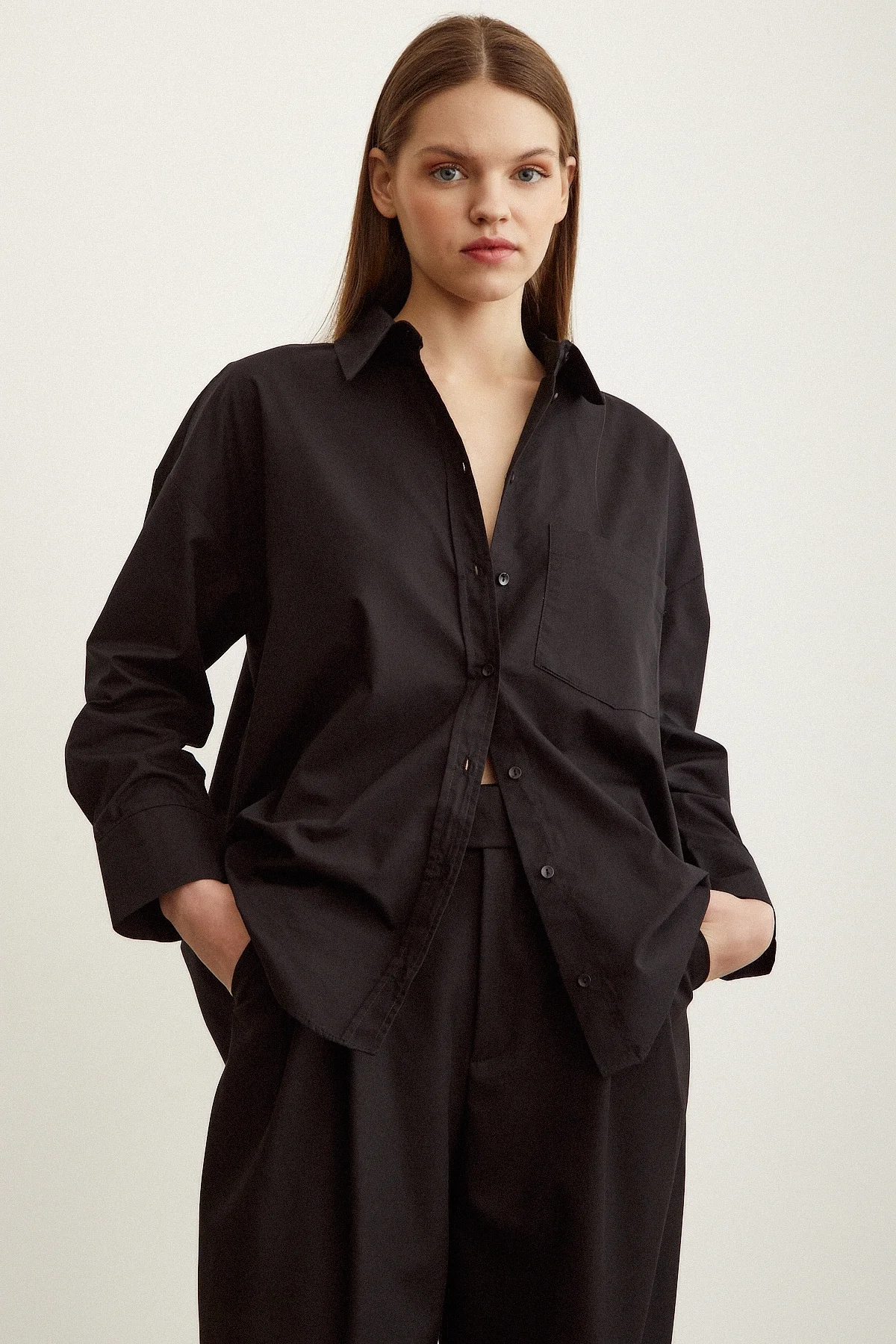 Poplin Gömlek - Siyah