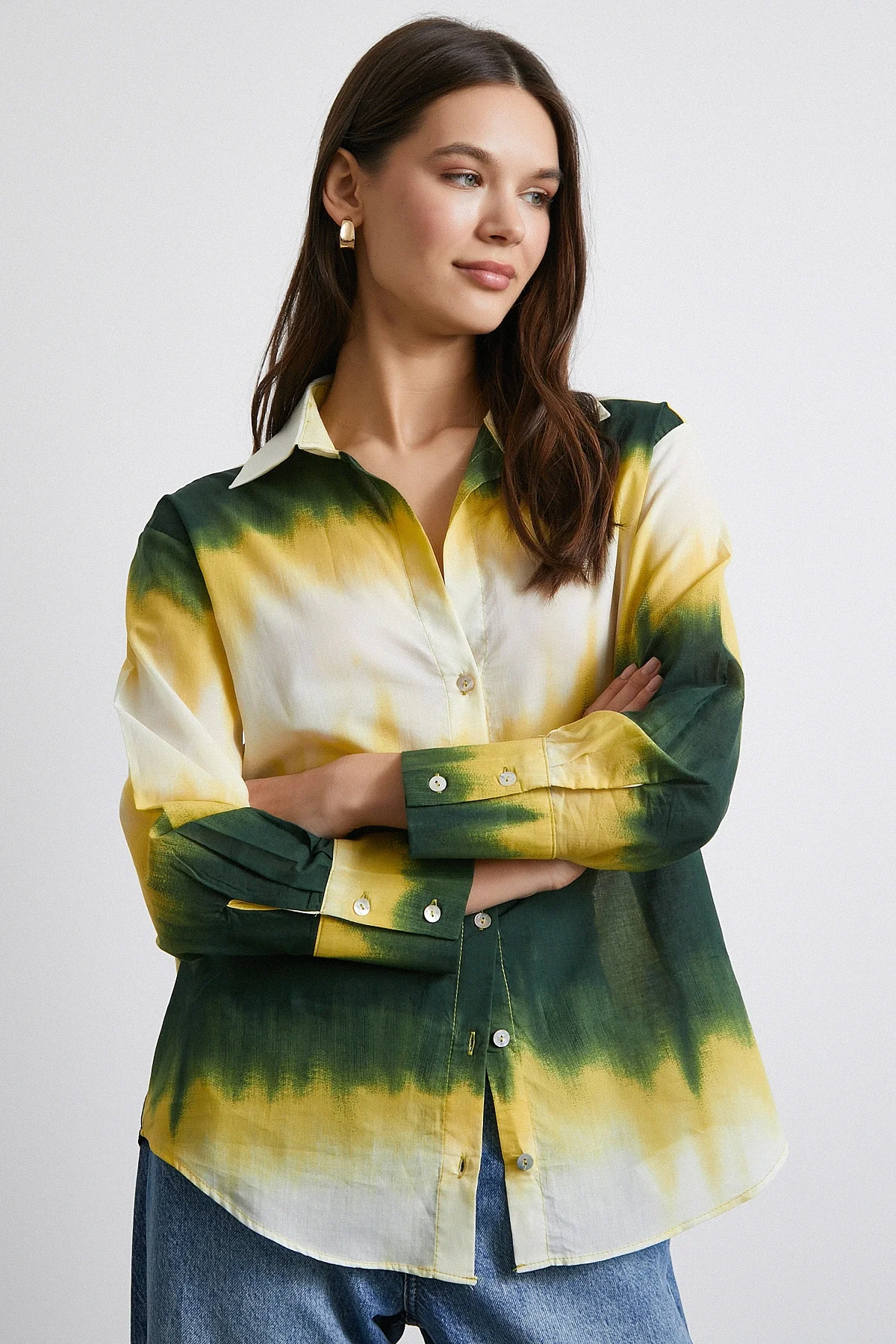 Degrade Desenli Gömlek - Yeşil
