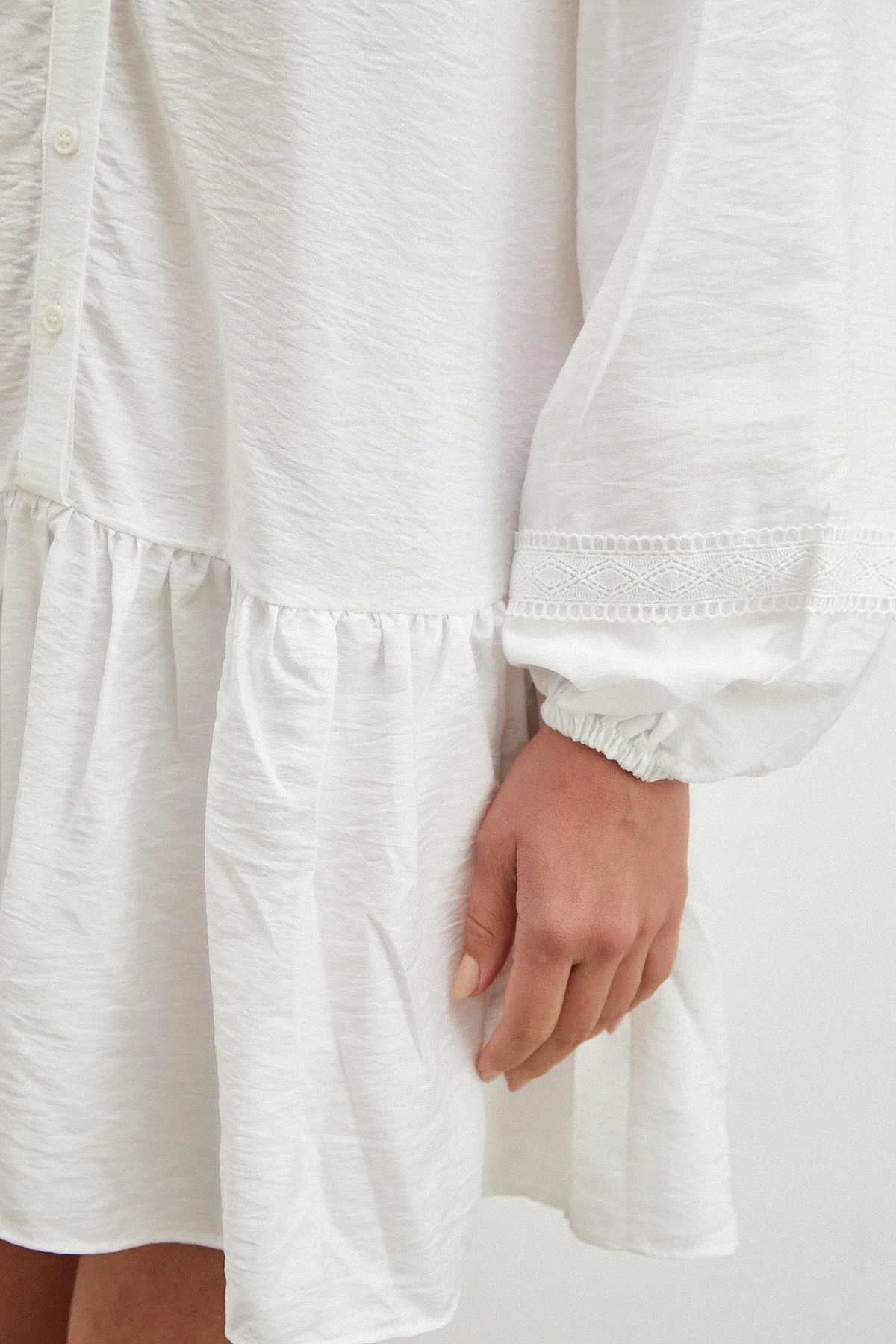 Dantel Detaylı Elbise - Beyaz