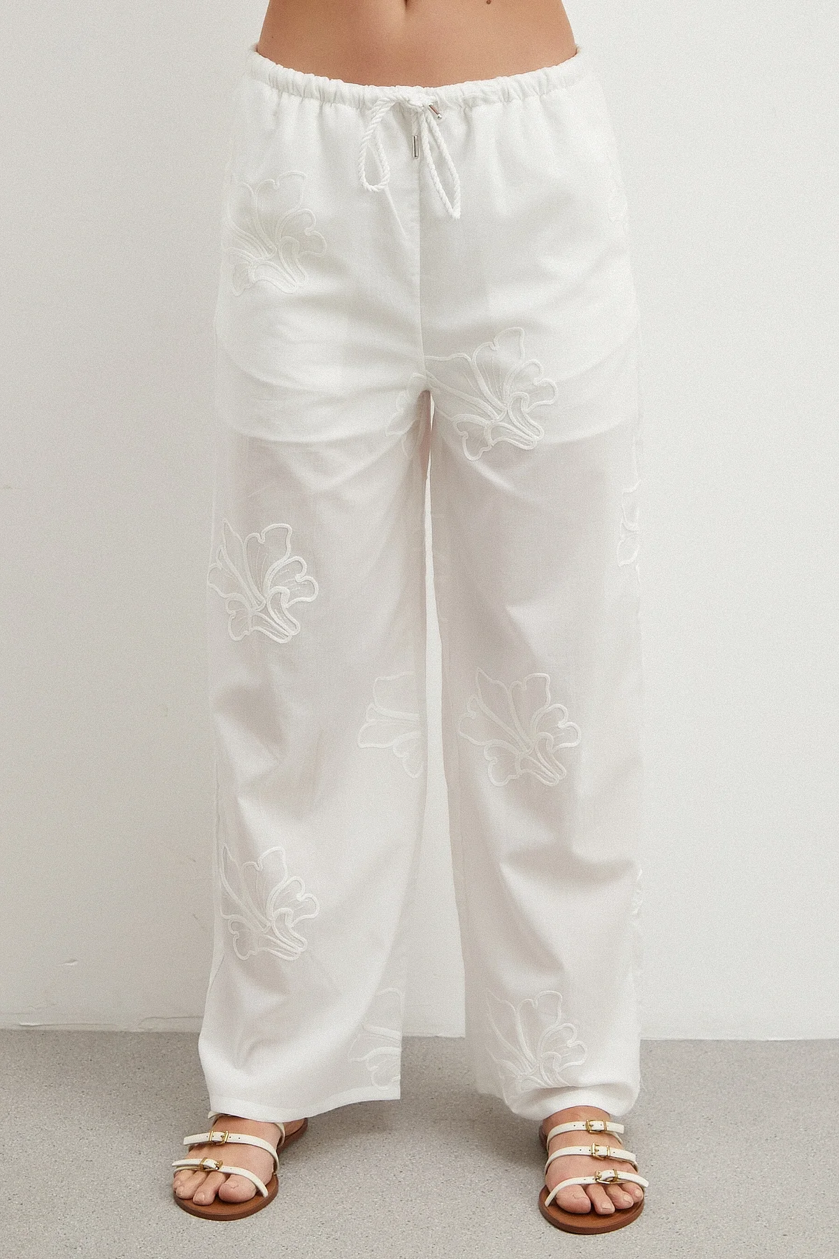 Nakışlı Pantolon - Beyaz