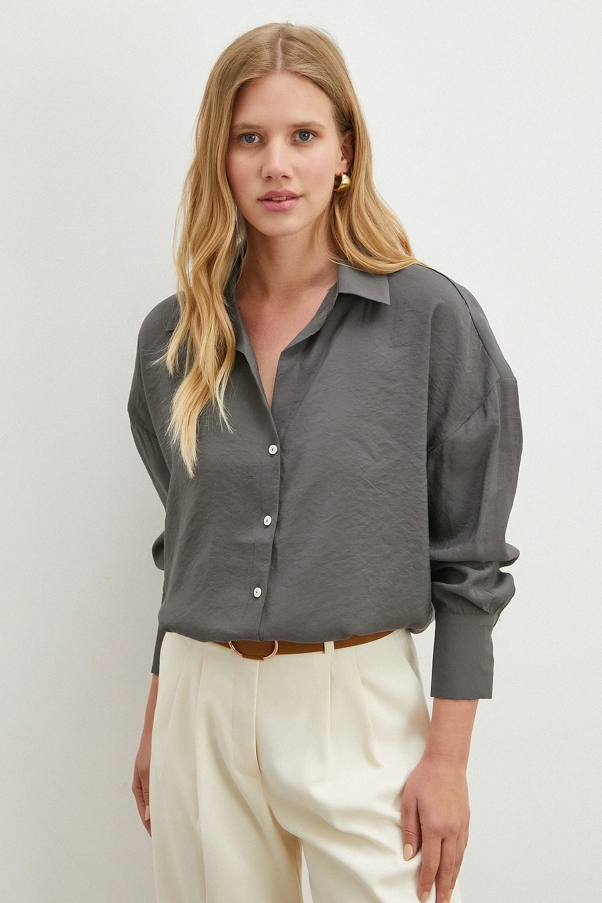 Basic Modal Gömlek - Gri