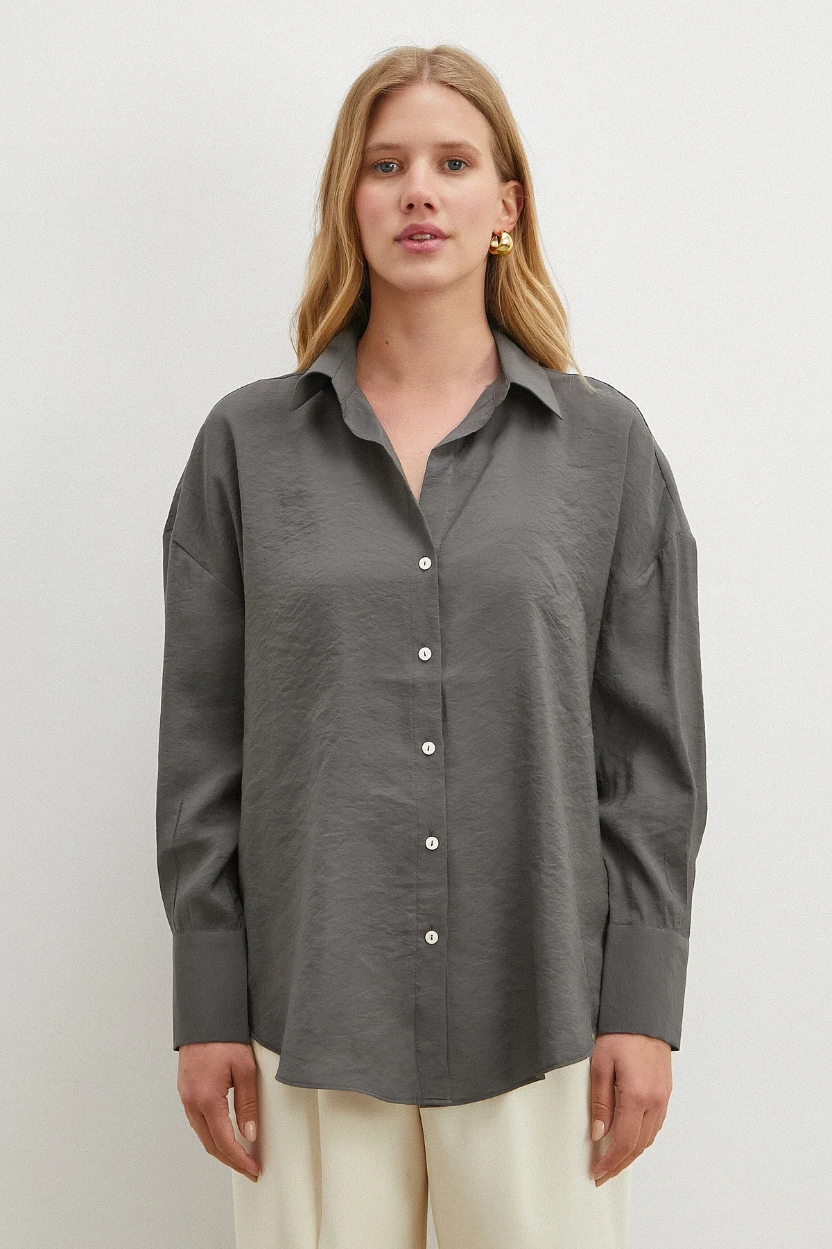 Basic Modal Gömlek - Gri