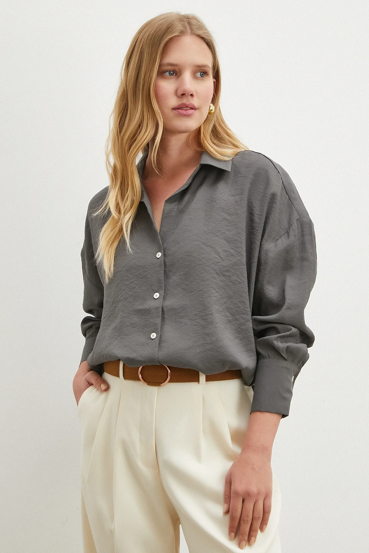 Basic Modal Gömlek - Gri