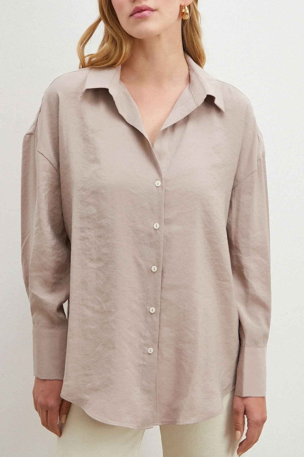 Basic Modal Gömlek - Kum Beji