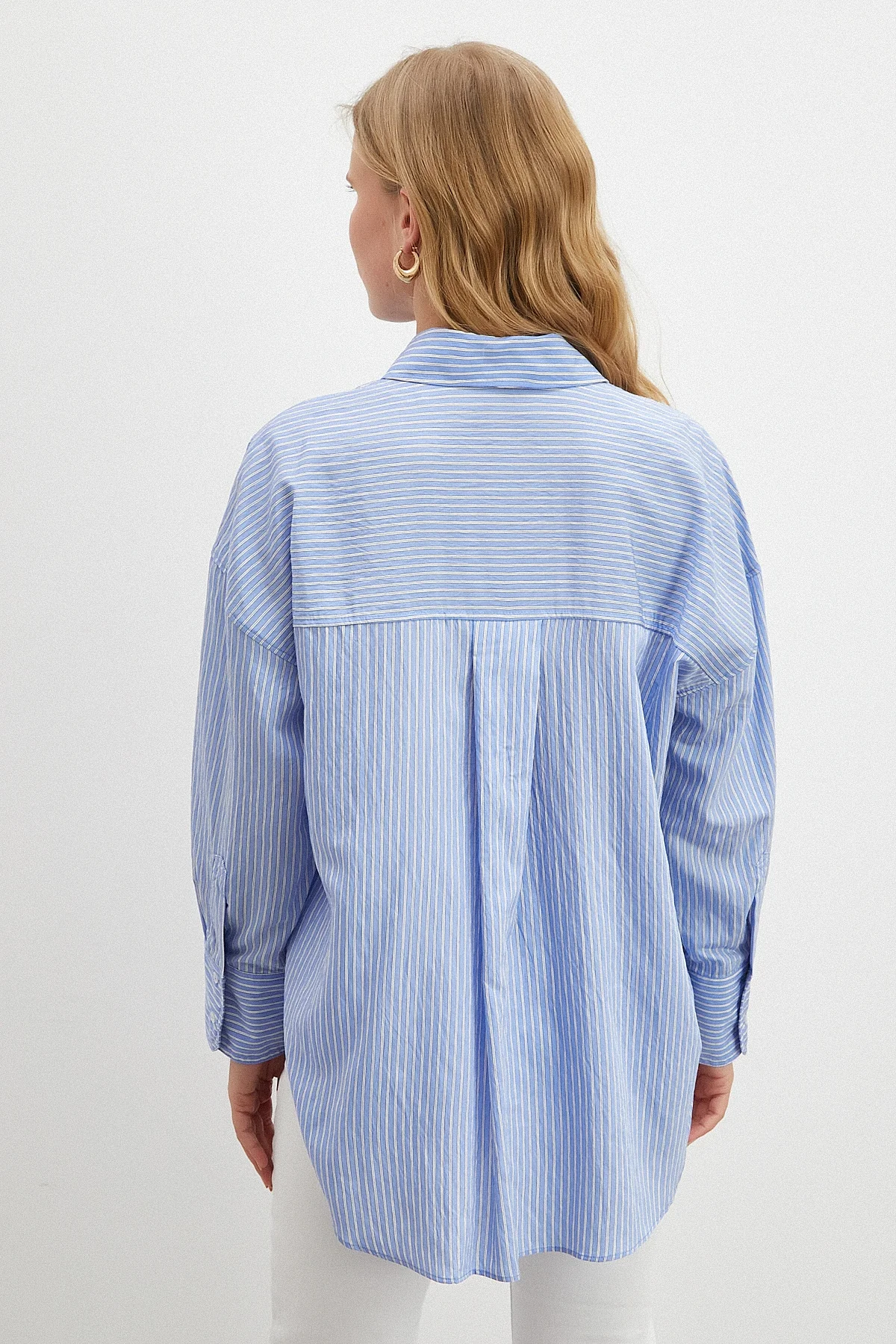 Çizgili Mavi Gömlek - Mavi