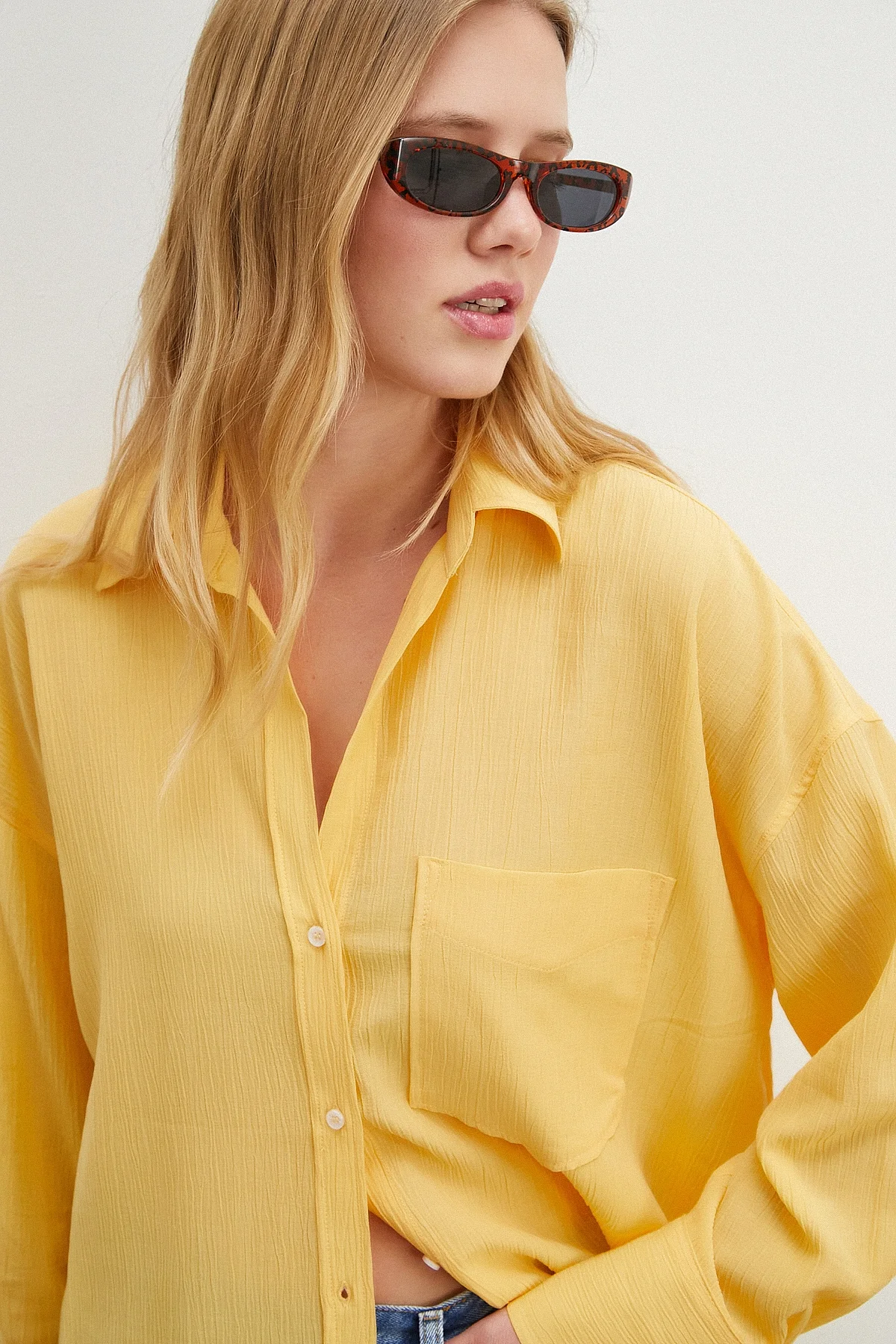 Kraşlı Sarı Gömlek - Sarı
