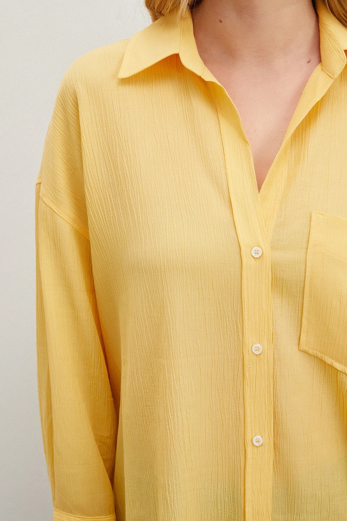 Kraşlı Sarı Gömlek - Sarı