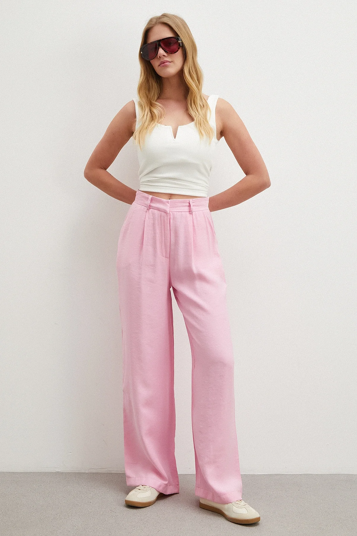 Modal Palazzo Pantolon - Pembe
