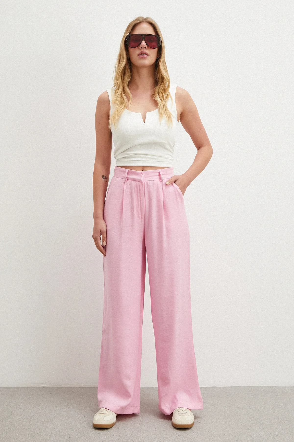 Modal Palazzo Pantolon - Pembe