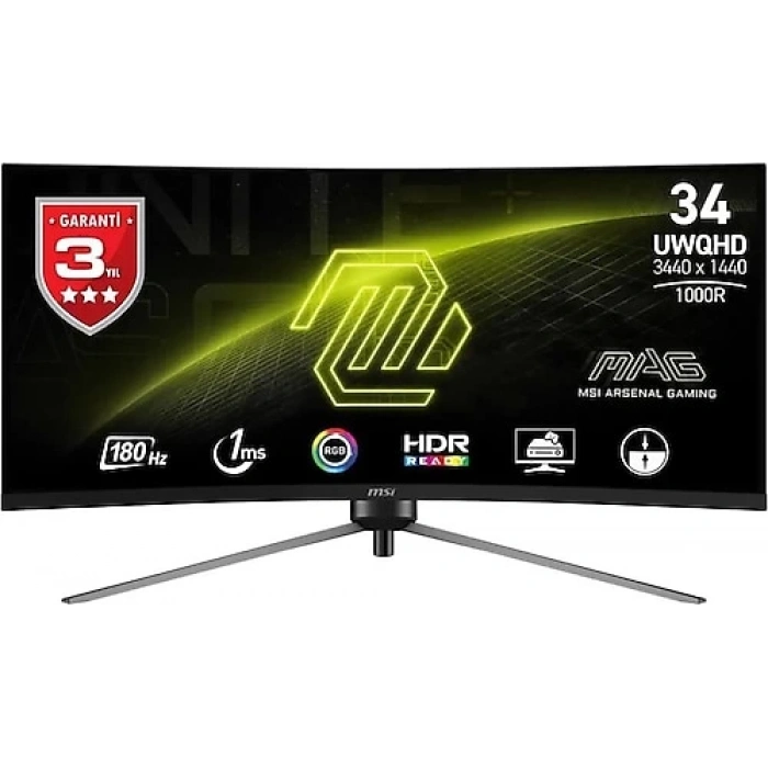 MSI MAG 345CQR 34 1 ms WQHD Curved 180 Hz Oyuncu Monitörü
