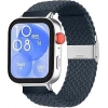 Huawei Watch Fit 3 İle Uyumlu Metal Klips Solo Fiberlink Örgü Kordon Mavi Koyu