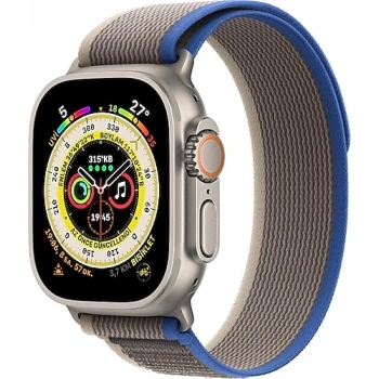 Apple Watch Ultra GPS + Cellular 49mm Titanyum Kasa ve Mavi-Gri-Trail Akıllı Saat
