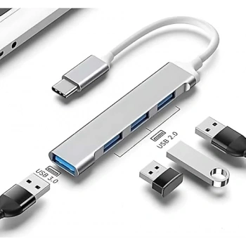 Romofy Type C To USB 3.0 Çoklayıcı 4 Adet Port Otg Çoğaltıcı Adaptörü - USB C to USB 3.0 - Macbook İçin USB Portu USB Hub Çevirici