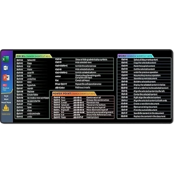 SGE TEKNOLOJİ EXCEL WORD POWER POİNT 70x30 Cm Speed Kaymaz Taban Dikişli Oyuncu Gaming Mouse Pad