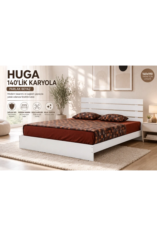 Pasific Home Huga Çift Kişilik Karyola, Beyaz, 140X190