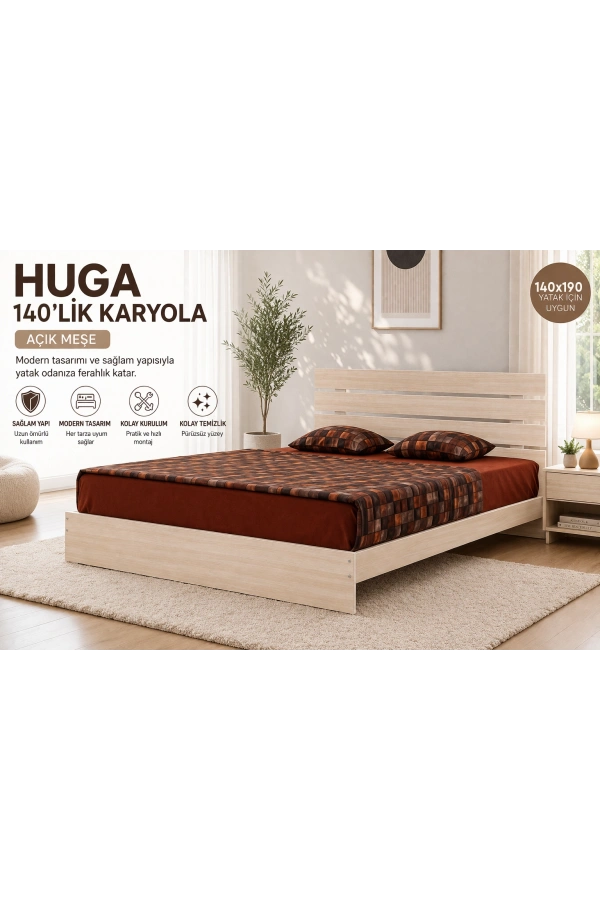 Pasific Home Huga Çift Kişilik Karyola, Meşe, 140X190