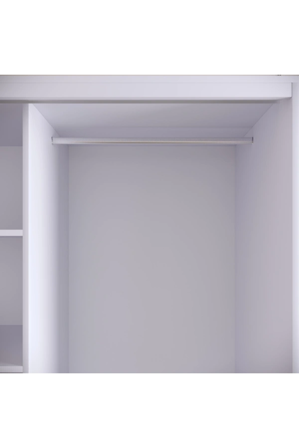Pasific Home Martin 2 Kapaklı Sürgülü Gardırop Elbise Dolabı,150 cm, Beyaz & Beyaz Mermer