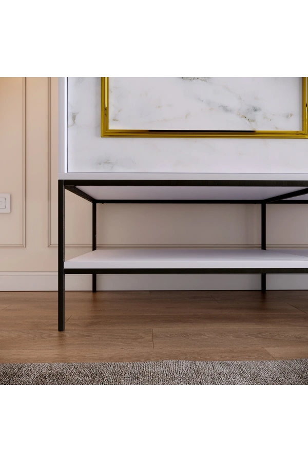 Pasific Home Martin 2 Kapaklı Sürgülü Gardırop Elbise Dolabı,150 cm, Beyaz & Beyaz Mermer