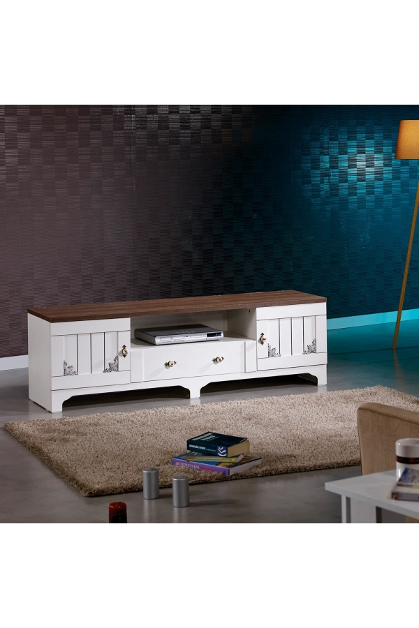 Pasific Home Gazel Tv Ünitesi 170 Cm, Koyu Meşe& Beyaz
