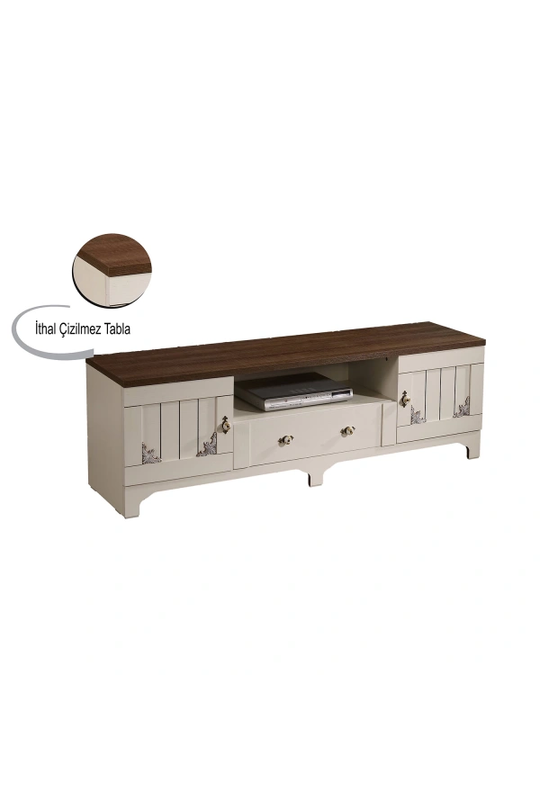Pasific Home Gazel Tv Ünitesi 170 Cm, Koyu Meşe& Beyaz