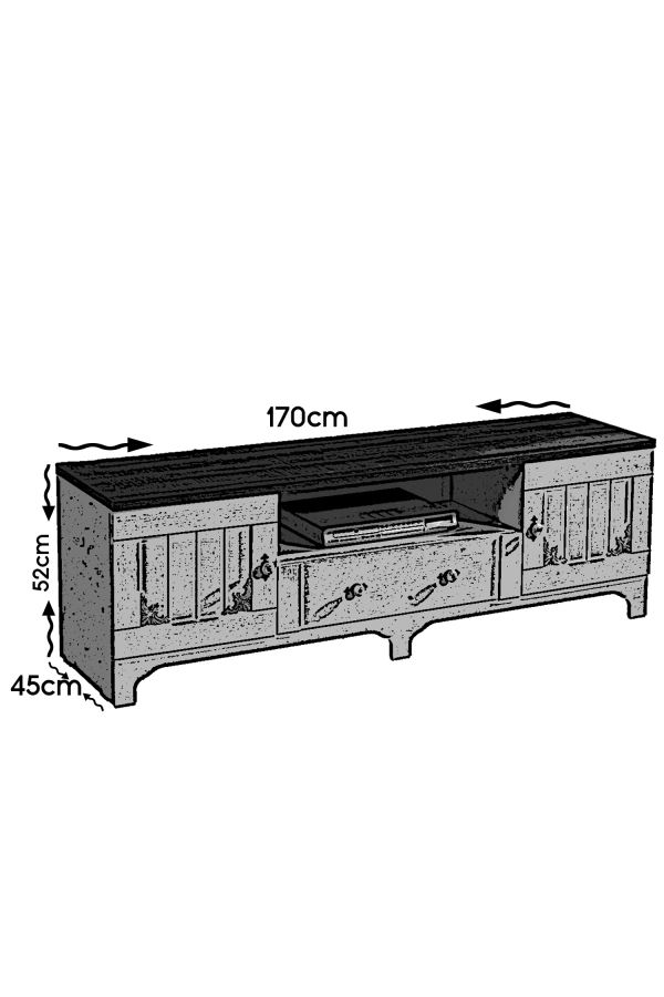 Pasific Home Gazel Tv Ünitesi 170 Cm, Koyu Meşe& Beyaz