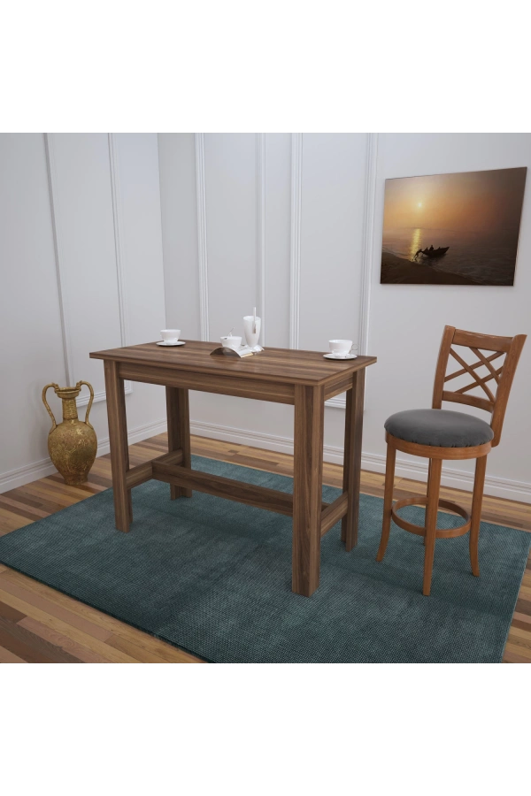 Pasific Home Barra Bar Masası Yüksek Yemek Masası, Ceviz, 120x60