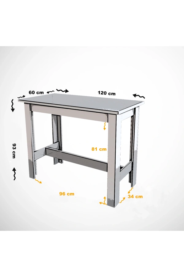 Pasific Home Barra Bar Masası Yüksek Yemek Masası, Ceviz, 120x60