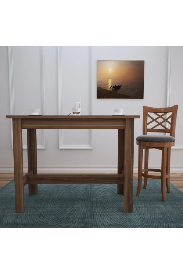 Pasific Home Barra Bar Masası Yüksek Yemek Masası, Ceviz, 120x60