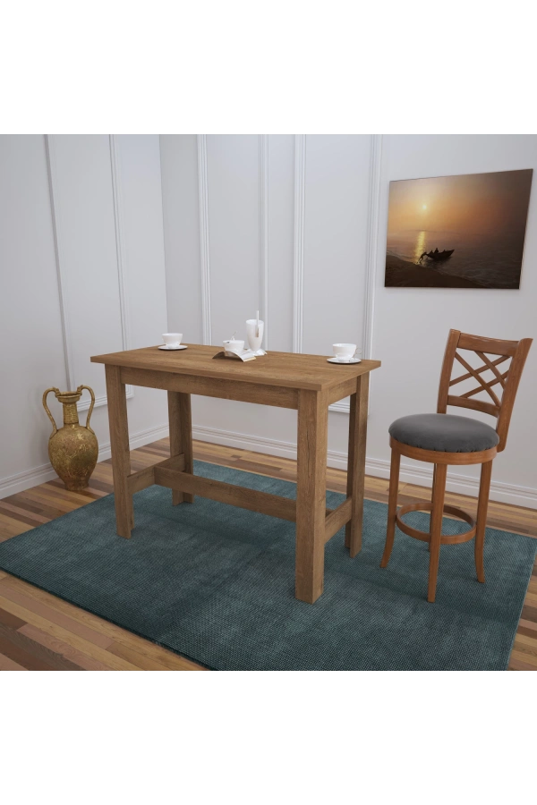 Pasific Home Barra Bar Masası Yüksek Yemek Masası, Koyu Meşe, 120x60