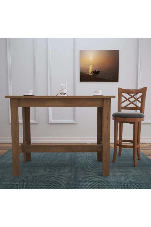 Pasific Home Barra Bar Masası Yüksek Yemek Masası, Koyu Meşe, 120x60