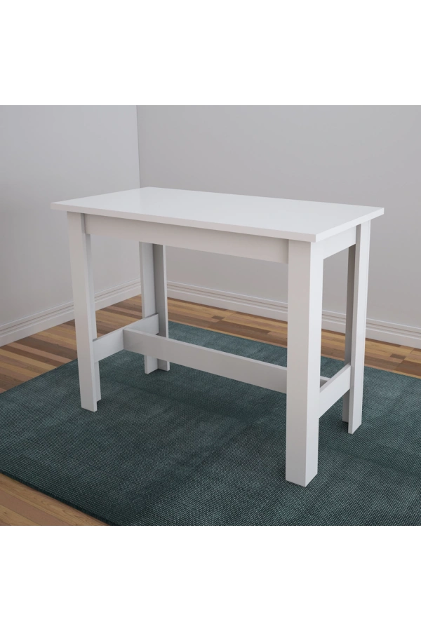 Pasific Home Barra Bar Masası Yüksek Yemek Masası, Parlak Beyaz, 120x60