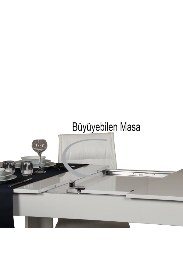 Pasific Home Bois Açılır Yemek Masası, Parlak Beyaz